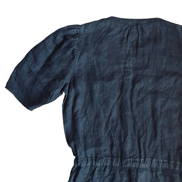 Velvet Graham & Spencer Women’s M Black Linen Jumpsuit Short Sleeve Button Front - Picture 10 of 15